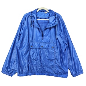 Chaqueta Cortavientos Impermeable con Capucha, Media Cremallera, de Nailon Azul, Venta Directa de Fábrica, Ligera, con Logotipo, Fácil de Transportar - Product Image 1