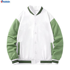 แจ็คเก็ตวาร์ซิตี้ผู้ชายสุดฮิต ทรงหลวม สีตัดกัน ยอดนิยม สไตล์เบสบอล ปักตัวอักษร ไซส์ใหญ่พิเศษ คอตั้ง - Product Image 5