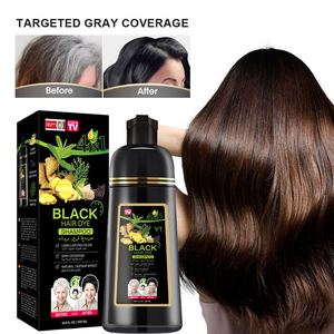 PLOG Shampoo Colorante Istantaneo 4 in 1 500ml - Nero Zenzero Naturale alle Erbe, Copre Rapidamente i <span class=keywords><strong>Capelli</strong></span> Bianchi e Grigi a Casa - Product Image 5