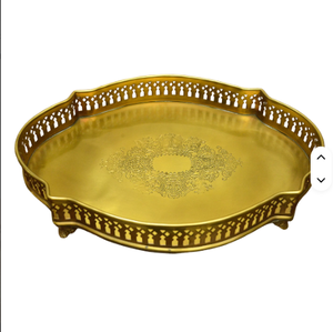 Plateau de service en laiton de concepteur de luxe plateau en métal de conception de finition mate outils de salade du meilleur prix du fournisseur de confiance - Product Image 6