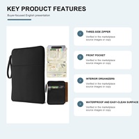 Étui de rangement personnalisé pour livres, pochette zippée pour tablette, 5 designs, en cuir PU, étanche, avec ports USB, multiples poches, emplacements pour stylos et poche avant