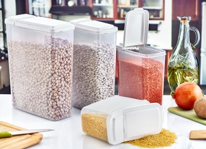 4L container lưu trữ thực phẩm với nắp lật cho nhà bếp đựng thức ăn tổ chức rõ ràng nhựa bin lý tưởng số lượng lớn thực phẩm khô ngũ cốc gạo mì ống - Product Image 5