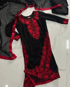 Conjunto Premium de Top, Pantalón Plazzo y Dupatta de Georgette Sintética, Bordado Intenso, Completamente Cosido, Ropa Étnica para Fiesta de Mujer, Proveedor - Product Image 5