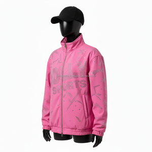 Veste Softshell pour femmes Tissu extensible GSM Couleur rose Avec strass thermocollés Logo personnalisé Design scintillant Veste Softshell pour femmes - Product Image 4