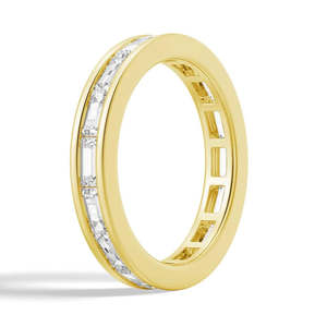 Emerald Cut Moissanite Diamond Eternity Band 9K Gold <b>Ring</b> Channel Product Category Moissanite <b>Rings</b> - Product Image 3