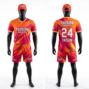 Mens <b>badminton</b> uniform 165 GSM lightweight polyester interlock orange red gradient panel styling full sublimation print custom - Product Image 1