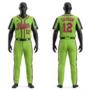 Premium 180 GSM Polyester Men Baseball Uniform <b>Light</b> Blue Navy Red Piping <b>Panels</b> Custom Embroidery Logo Breathable Fit - Product Image 2