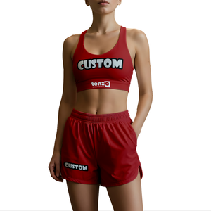 Ensemble de sport pour femmes personnalisé OEM ODM, devant uni, polyester et élasthanne, tenue de fitness à séchage rapide. Débardeur et short à impression par transfert thermique 2025 - Product Image 1