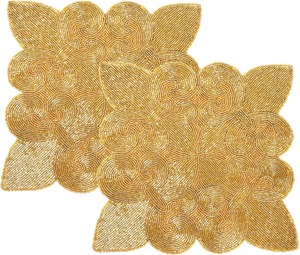 Handmade Embroidery Eco-Friendly Luxury Mother Pearl Shell Beaded Table Placemat Customizable Thin Table <b>Mats</b> - Product Image 2