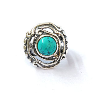 <b>Turquoise</b> Princess Cut Diamond <b>Ring</b> 5.0 Grams Fashionable and Trendy Adjustable Rose Gold Gold Plated Bezel Setting Inlay - Product Image 1