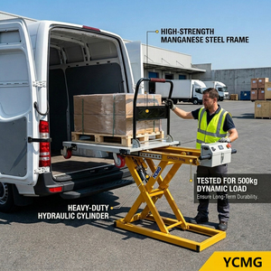 Chariot élévateur à palettes autoporteur YCMG 500 kg, transpalette électrique portable, mini chariot élévateur à batterie 12 V pour le levage de marchandises dans les camions et les fourgons - Product Image 5