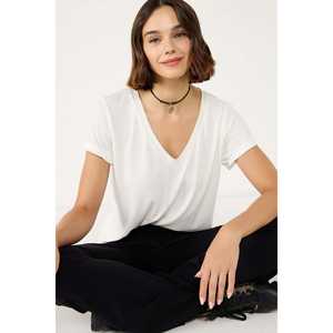 เสื้อยืดคอวีแขนยาวพับได้แบบลำลอง 100% โพลีเอสเตอร์ - Product Image 2