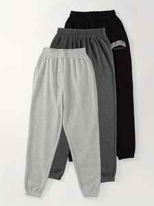 Pantalons de survêtement décontractés urbains taille haute pour femmes couleur unie ceinturée coupe ample pantalons longs Streetwear bas - Product Image 4