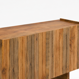 Solid Mango Wood <b>Sideboard</b> Cabinet | Modern Living Room Storage Furniture with 2 Drawers 2 Shelves | Contemporary Buffet Console - Product Image 4