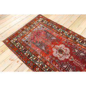 Tapis turc vintage, tapis de 3,6 x 5,9 pieds, tapis rayé rouge et gris - Product Image 4