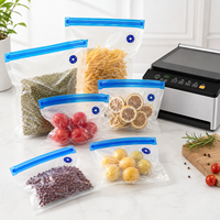 Sacs de conservation sous vide réutilisables multi-tailles, sans BPA, à double couche, avec valve anti-fuite, pour congélateur, micro-ondes et cuisson sous vide