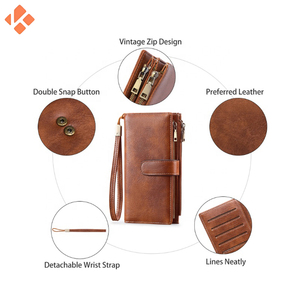 Venta al por mayor de gran capacidad de moda clásica de los hombres bolso de mano de cuero PU de negocios de moda de doble cremallera Cartera de capacidad - Product Image 3