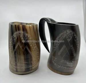 Buffalo motif viking drinking horn handcrafted tankard multipurpose <b>mug</b> for both hot and cold drinks and holiday home decor use - Product Image 4