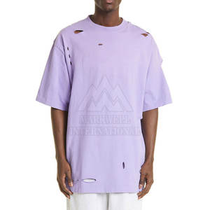 T-shirt imprimé décontracté d'été de qualité supérieure 100% coton, coupe ample, effet délavé pour hommes - Product Image 1