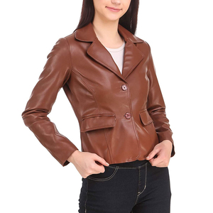 Vestes en cuir de motard à logo personnalisé de qualité supérieure Vestes en cuir à la mode pour femmes élégantes pour dames - Product Image 2