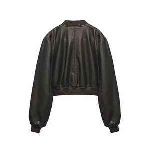 Hot Girl Stand Collar <b>Distressed</b> Bomber Jacket 2025 Women's Fashion Commuter Windproof Breathable Eco-Friendly Quick Dry Heated - Product Image 1