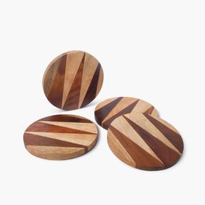 Dessous de verre en bois ensemble avec modèles ronds en plastique résine pour tasses décoration de la maison artisanat cadeaux Style Nature pour Thanksgiving - Product Image 1