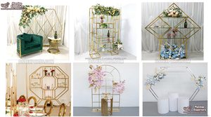 ฉากหลังงานแต่งงานทันสมัยหรูหรา โครงโลหะสีโรสโกลด์ สแตนเลส ปรับแต่งสีและขนาดได้ สำหรับงานเลี้ยงฉลองงานแต่งงาน - Product Image 5