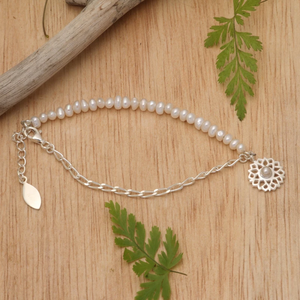 สร้อยข้อมือจี้สายสร้อยไข่มุกเลี้ยงลายดอกไม้925เครื่องประดับแฟชั่นเงินสเตอร์ลิงสำหรับผู้หญิง - Product Image 4