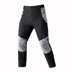 Men Outdoor Hiking Polyester Pants Quick Dry Breathable <b>Waterproof</b> Straight Leg Trekking <b>Trousers</b> with Knee Pockets - Product Image 1