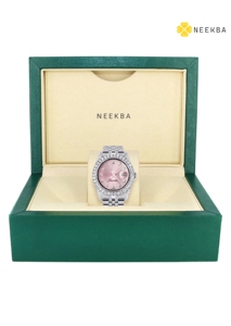 Reloj Sunburst Dial Diamond-Pink Edition, elegante reloj analógico Moissanite de mano, reloj de pulsera de diseño único al mejor precio - Product Image 5