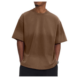 230 GSM camiseta de gran tamaño para hombre DTG personalizada para ropa de calle con estampado de abullonado peso pesado 220 gramos patrón sólido tejido de algodón personalizado - Product Image 1