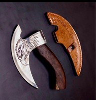 Hache à pizza de qualité industrielle, forgée à la main, sur mesure, style viking, avec manche en bois, acier au carbone, étui en cuir