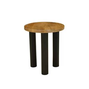 Table d'appoint moderne en bois de manguier et marbre sablé avec finition noire et naturelle pour chambre à coucher et hôtel - Product Image 1