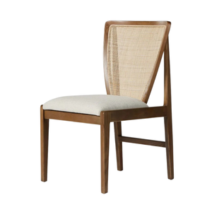 Chaise de salle à manger élégante, écologique et durable en teck avec siège rembourré et dossier effilé - Product Image 3