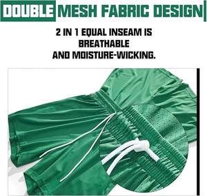 Pantalones cortos de malla de gimnasio atléticos para hombres de bajo precio - Product Image 4
