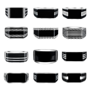 Best verkochte echte 925 sterling zilveren herenring met zwart emaille, eenvoudige zilveren <span class=keywords><strong>ring</strong></span> heren sieraden, <span class=keywords><strong>ring</strong></span> voor heren - Product Image 6