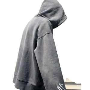 Venta al por mayor personalizado Rhinestone cordón hombres Sudadera con capucha 100% algodón francés Terry chándal invierno con capucha Vintage lavado ácido desgastado - Product Image 6