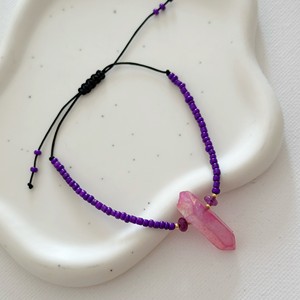 Bracelet de Bohème Ajustable en Acier Inoxydable Doré avec Pendentif en Cristal Naturel Perle Diamant Motif en Forme de Chiffre - Product Image 3