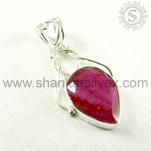 Pierre précieuse rubis naturel en argent sterling 925 en forme de goutte d'eau cadeau de noël pendentif nouveauté en gros bijoux personnalisés - Product Image 4