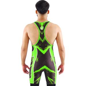 Lutte Singlet Hommes Garçons High Cut Freestyle Wrestling Singlet noir vert Léger Performance Wrestling Gear Training - Product Image 1