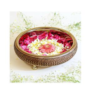 Aluminum with Designer Gold Leave Design Metal Serving Bowl Salad Serving <b>Dinnerware</b> Food Bowl Home & Kitchen Items - Product Image 1