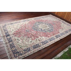 Tapis turc vintage 5,1x9 pieds, tapis persan en laine rouge - Product Image 2