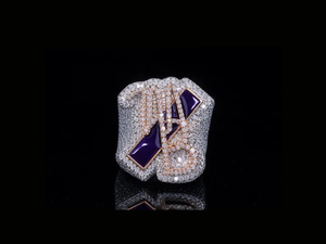 <b>Iced</b> Out Custom Letter VVS Moissanite Diamond 925 Sterling Silver Rhodium Plated High Shine Hip Hop <b>Ring</b> For Unisex Wear - Product Image 1