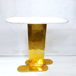 Iron Metal <b>Marble</b> <b>Top</b> Green Color Leaf Shape Design High Quality Furniture Modern Luxury <b>Console</b> <b>Table</b> - Product Image 5