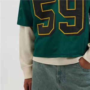 Camiseta personalizada de alta calidad para hombre 100% algodón de gran tamaño Boxy Fit malla de fútbol recortada 220 gramos de punto nuevo estampado personalizable - Product Image 6