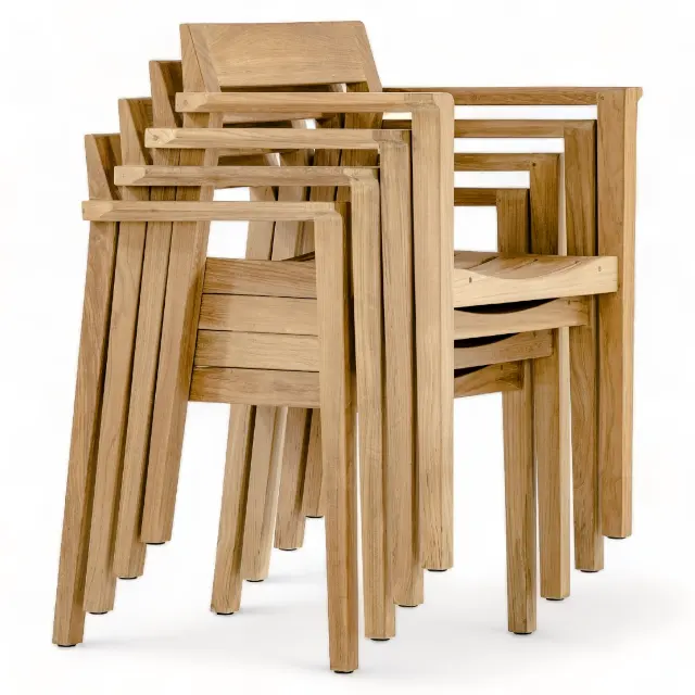 Chaises de salle à manger en bois en gros: Chaise d'événement et de mariage bon marché pour meubles de maison et meubles d'extérieur Chaise à bras empilable en teck