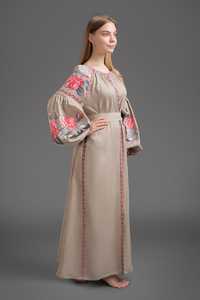 Dernières robes ukrainiennes longues ethniques à manches ballon brodées à la main en Ukraine - Product Image 2