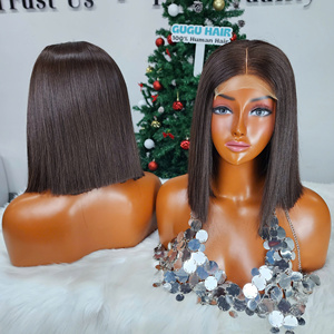 Pelucas de Cabello Humano Vietnamita Virgen de Doble Trama, Estilo Bob de 10 Pulgadas, Cabello Liso, Extensiones de Cabello Virgen, Color 2, Estilo de Alta Calidad - Product Image 1