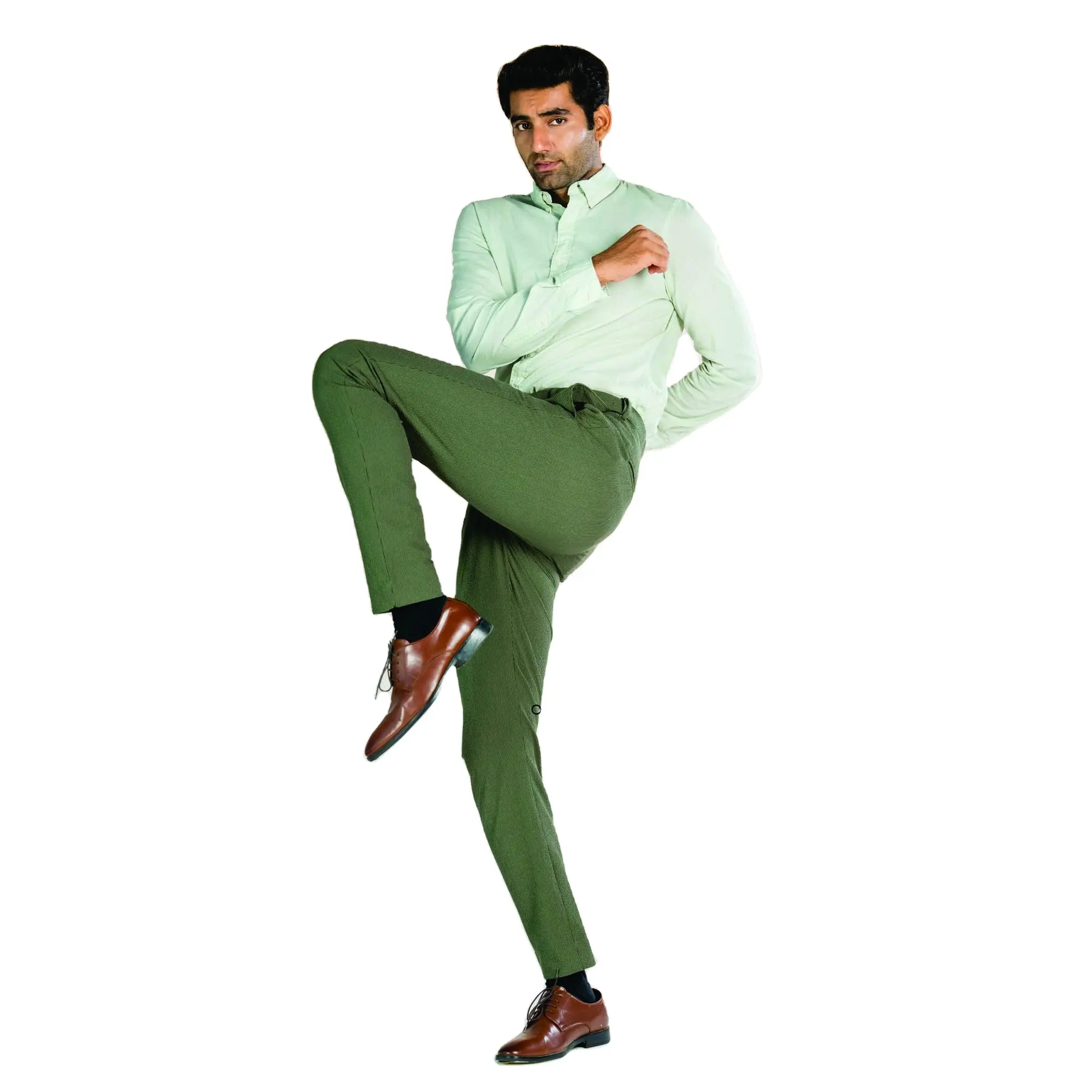 Custom High Quality Men Slim Fit Trousers Stretchy Nylon Cotton Zip Twill Mens Designer Stylish Formal Chino Golf Pants