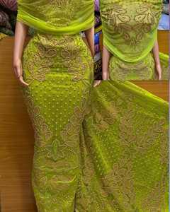 Tela de Brocado de Organza Africana de Encaje Jacquard Nigeriano de Lujo de Alta Calidad de 5 Yardas, Tul Francés, Talla Grande, Poliéster Ecológico - Product Image 1